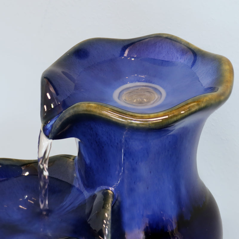 Sunnydaze Blue Glazed Pitchers Ceramic Tabletop Fountain - 11"