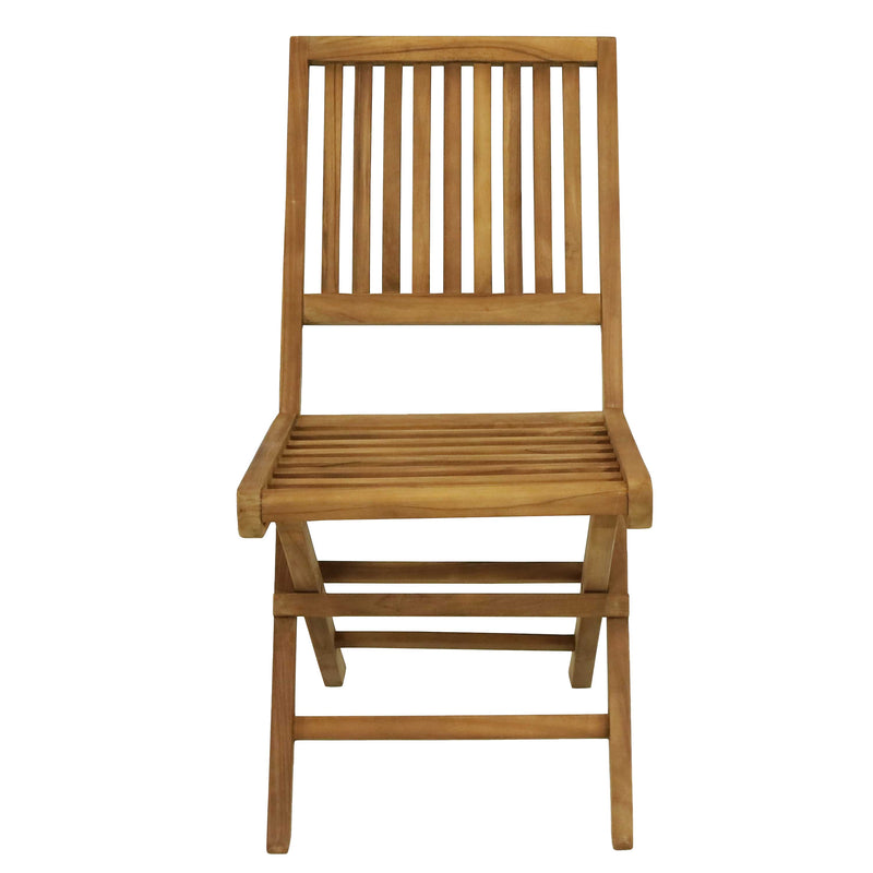 Sunnydaze Nantasket Teak Outdoor Folding Patio Chair with Slat Back - 2 Chairs