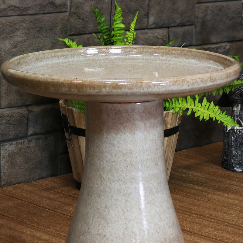 Sunnydaze Glazed Ceramic Duo-Tone Outdoor Bird Bath