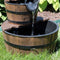 Sunnydaze Country 2-Tier Wood Barrel Water Fountain with Hand Pump