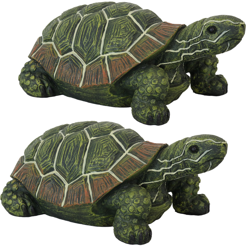 Sunnydaze Terrance the Tortoise Indoor-Outdoor Lawn and Garden Statue - 9-Inch - Set of 2