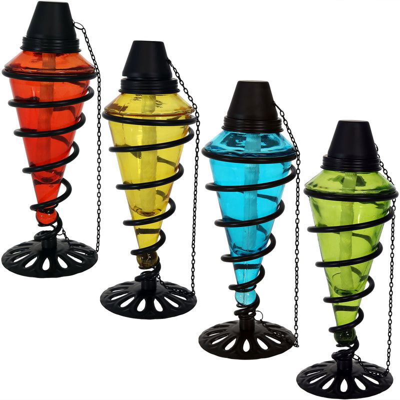 Sunnydaze Swirling Metal with Glass Outdoor Tabletop Torches
