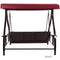 Sunnydaze 3-Person Steel Patio Swing with Side Tables and Canopy - Merlot