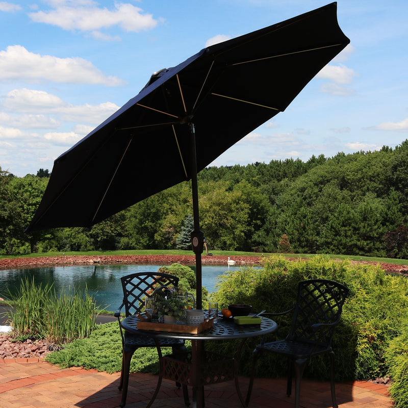 Sunnydaze 9' Solar Sunbrella Umbrella with Push-Button Tilt and Crank