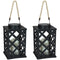 Sunnydaze Modern Crosshatch Outdoor Solar LED Decorative Candle Lantern - 9-Inch