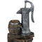 Sunnydaze Cozy Farmhouse Pump and Barrels Outdoor Fountain with Lights