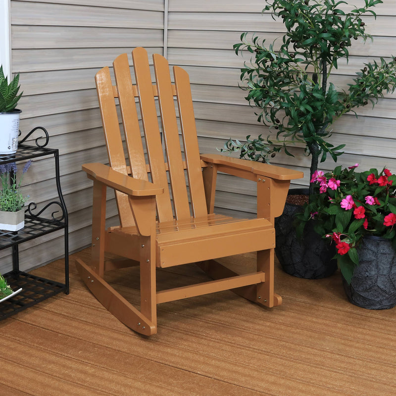 Sunnydaze Outdoor Wooden Adirondack Rocking Chair with Cedar Finish