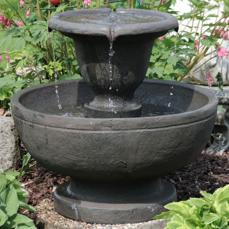 Sunnydaze Streaming Falls 2-Tier Outdoor Fountain - 25" H