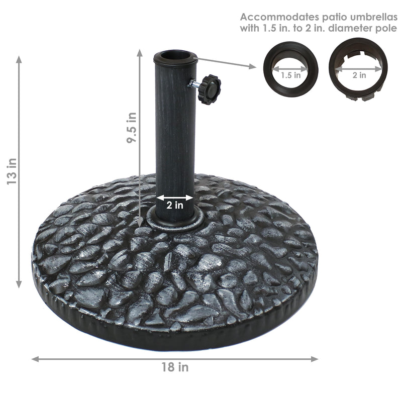 Sunnydaze Resin Patio Umbrella Base with Pebble Texture - 18" Diameter