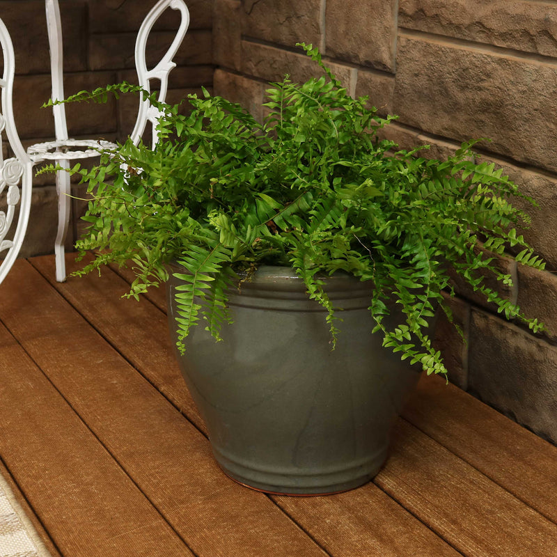 Sunnydaze Studio Glazed Ceramic Planter with Drainage Holes