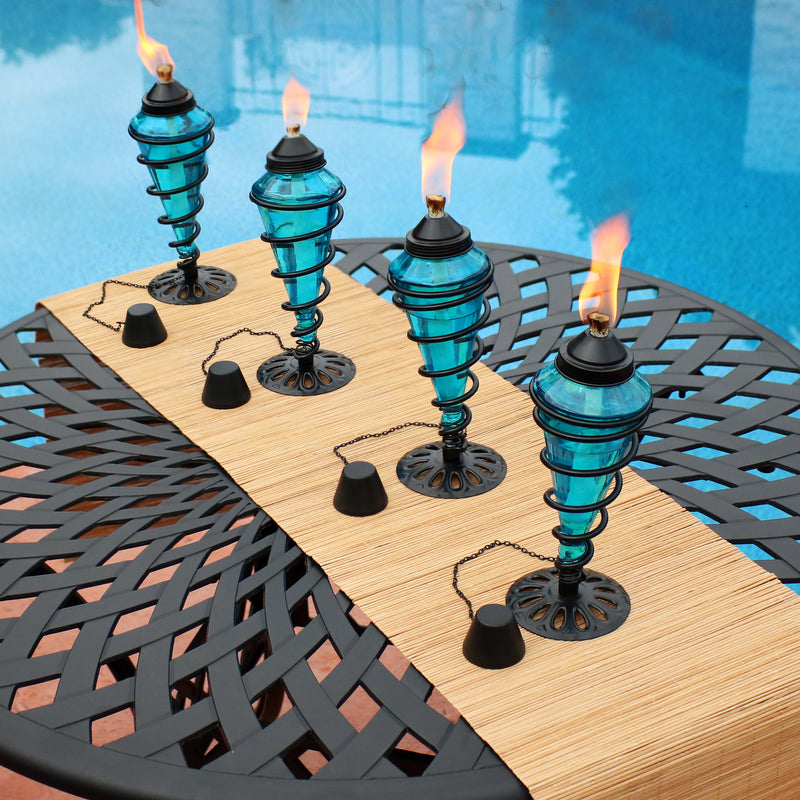 Sunnydaze Swirling Metal with Glass Outdoor Tabletop Torches