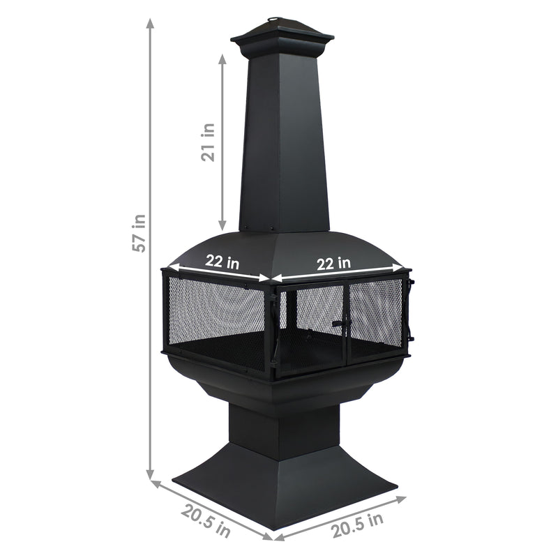 Sunnydaze Outdoor Wood-Burning Black Steel Chiminea - 57"