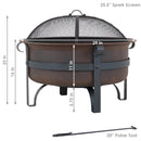 Sunnydaze 29" Cauldron Outdoor Wood-Burning Fire Pit with Spark Screen