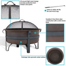 Sunnydaze 29" Cauldron Outdoor Wood-Burning Fire Pit with Spark Screen