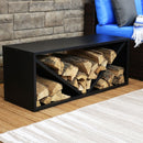 Sunnydaze Triple Triangle Black Steel Firewood Log Rack - 41"