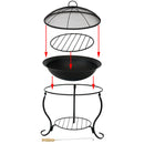 Sunnydaze Elegant Steel Fire Pit with Spark Screen - 18"