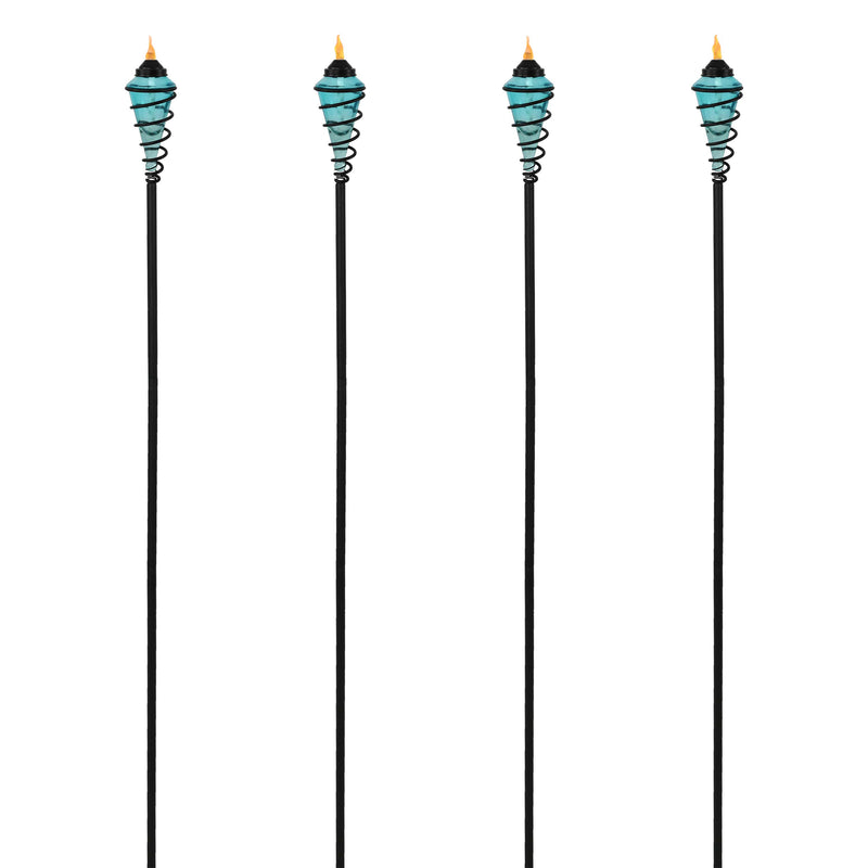 Sunnydaze Adjustable Height Metal Swirl Glass Outdoor Lawn Patio Torch