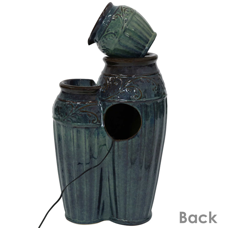 Sunnydaze Tour de Vase Ceramic Outdoor Water Fountain - 27"