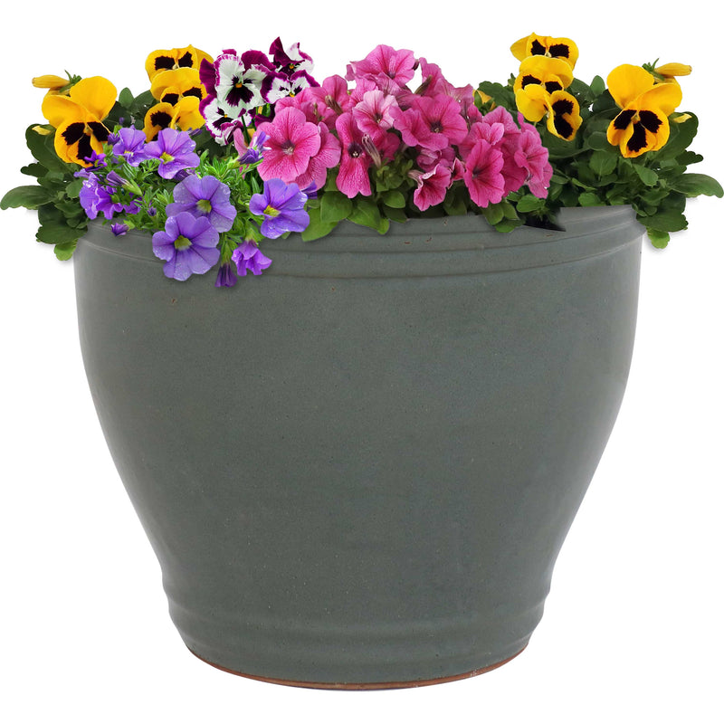 Sunnydaze Studio Glazed Ceramic Planter with Drainage Holes
