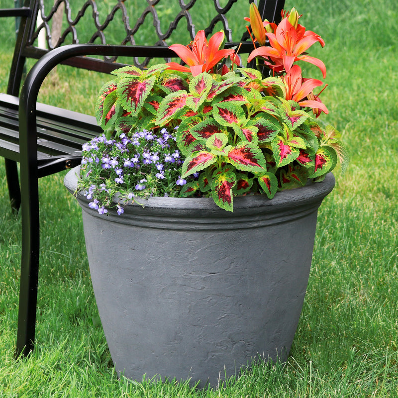 large planter pots 20 inch Sunnydaze Anjelica Outdoor Planter 20In. Slate