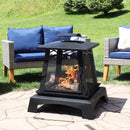 Sunnydaze Pagoda Style Steel with Black Finish Outdoor Fireplace - 32"