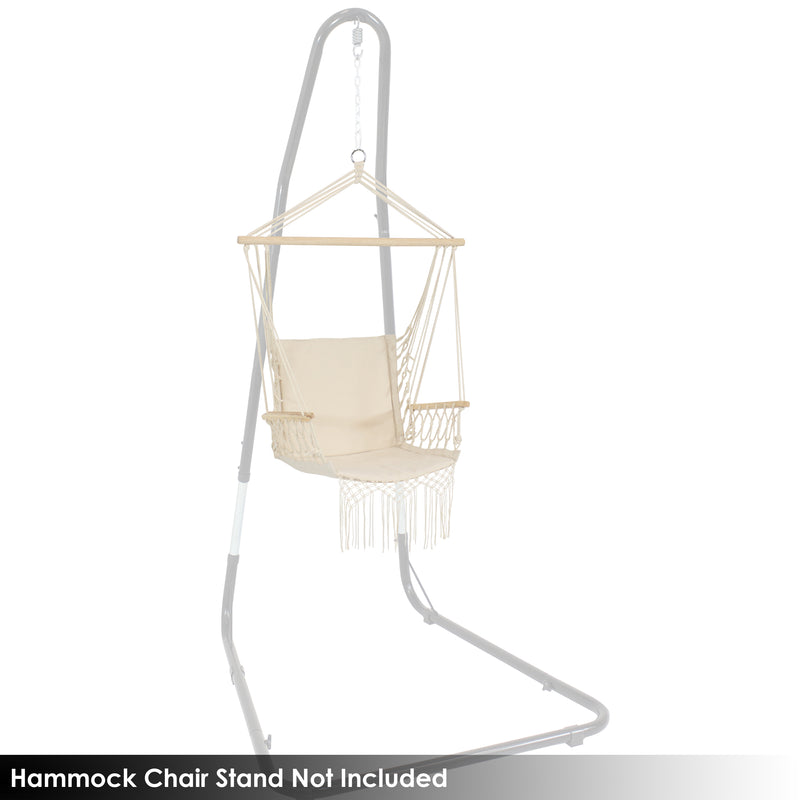 Sunnydaze Outdoor Polycotton Hammock Chair with Armrests - Natural