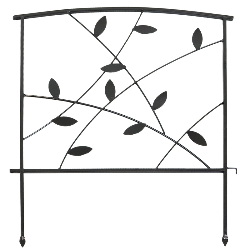 Sunnydaze 5-Piece Modern Leaves Metal Garden Fence Panels - 10' Overall
