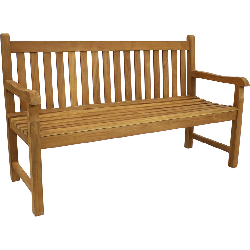 Sunnydaze Outdoor Teak Wooden Garden Bench - Mission Style - 2-Person - 59-Inch