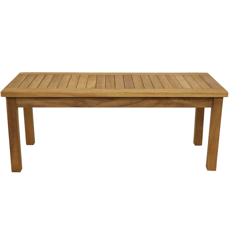 Sunnydaze Wooden Teak Outdoor Coffee Table - Stain Finish - 45"