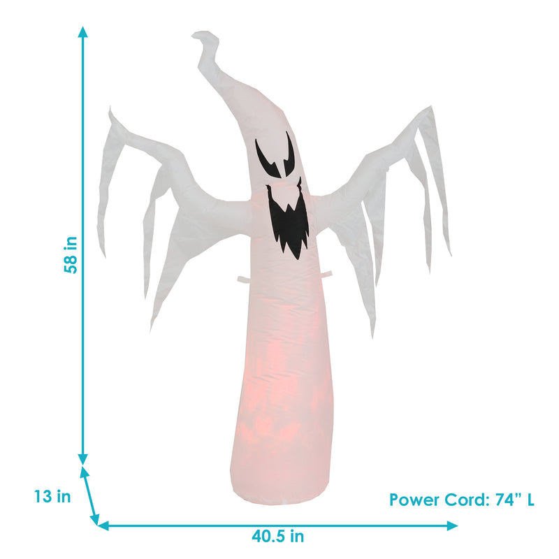 Sunnydaze Inflatable Halloween Decoration - 58" Spooky Glowing Ghost