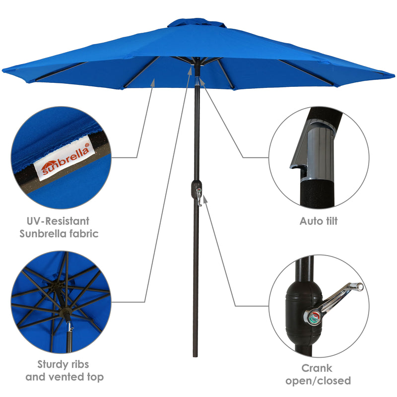 9-ft auto-tilt round patio umbrella Sunnydaze 9' Aluminum Sunbrella Umbrella with Auto Tilt and Crank