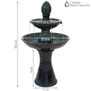 Sunnydaze Double Tier Outdoor Ceramic Fountain with LED Lights - 38"