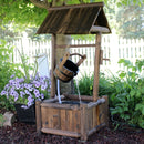 Sunnydaze Rustic Wood Wishing Well Outdoor Fountain with Liner - 46" H