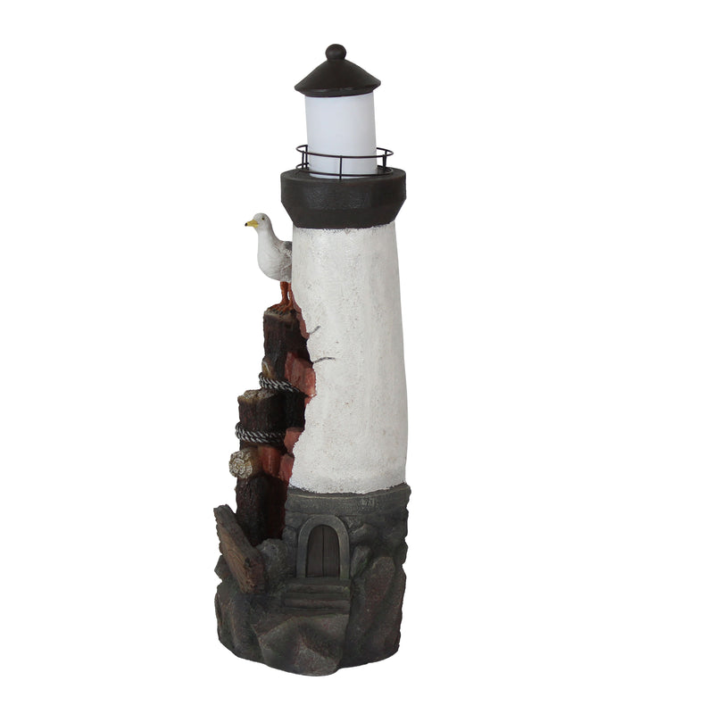 Sunnydaze Gull's Cove Outdoor Lighthouse Fountain with LED Light - 36"