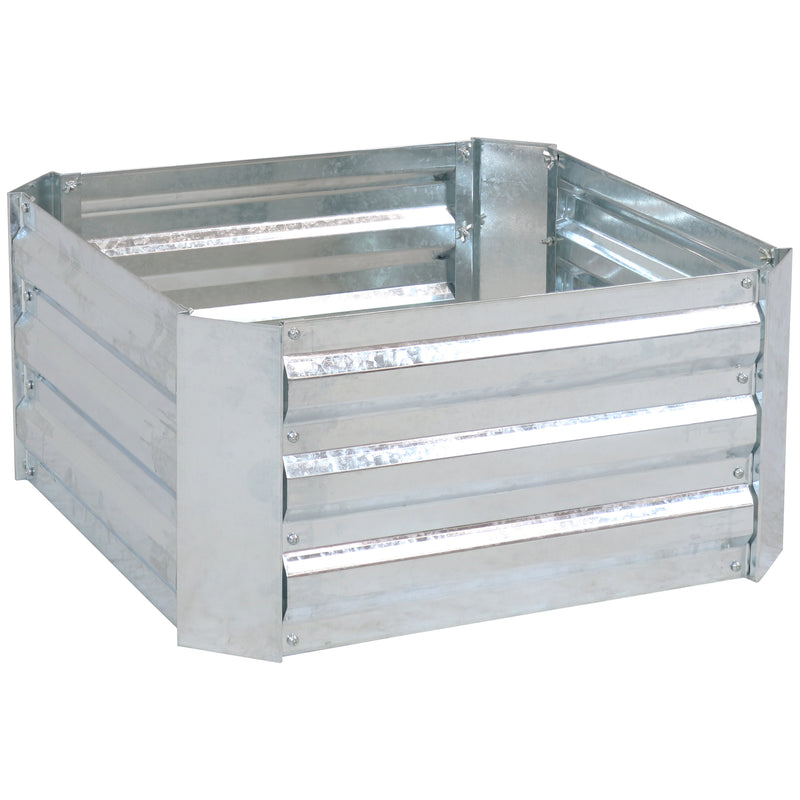 Sunnydaze Galvanized Steel Raised Garden Bed - Silver - Square - 24-Inch