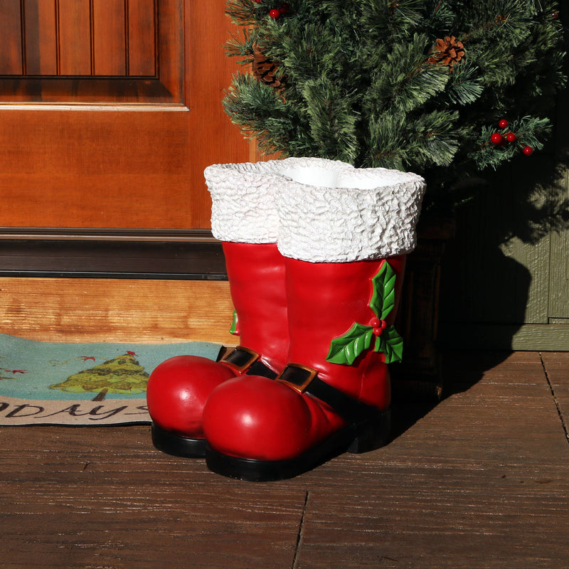 Sunnydaze Santa Boots Statue Christmas Decor - 13"