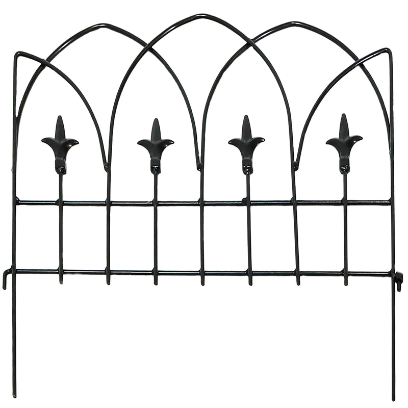 Sunnydaze 5-Piece Bayonne Steel Garden Fence Panels - 8' Overall