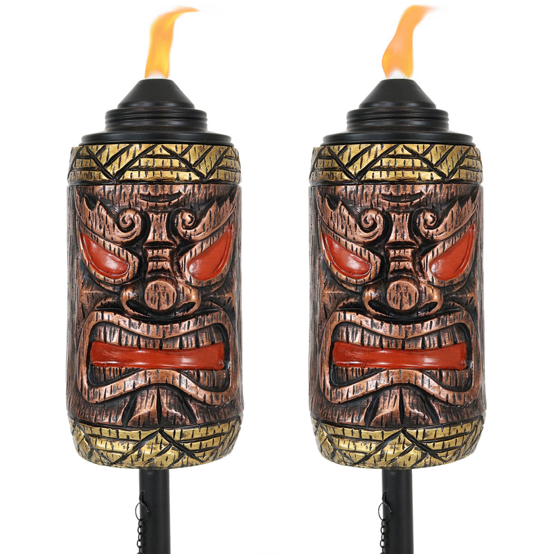 Sunnydaze Tiki Face Outdoor Lawn Patio Torch, Set of 2