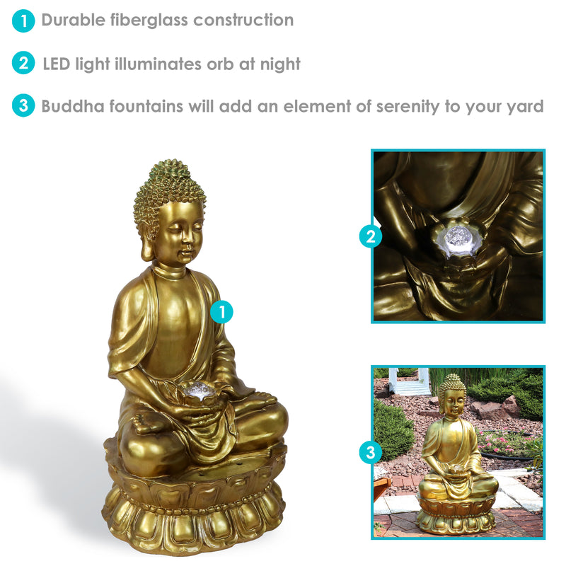 Sunnydaze Relaxed Buddha Fountain with Light