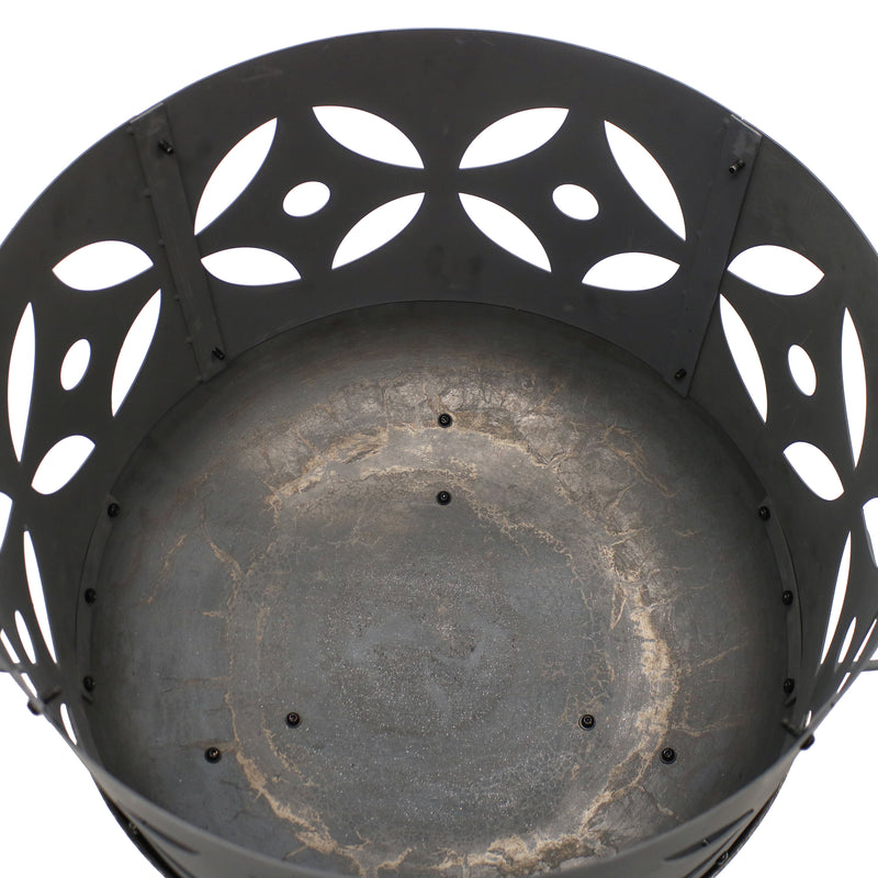 Sunnydaze 26" Retro Fireplace Cast Iron Fire Pit with Spark Screen