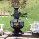 Sunnydaze Outdoor Wood-Burning Black Steel Chiminea - 57"