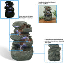 Sunnydaze Stacked Rock Waterfall Fountain with LED Lights - 10"