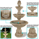 Sunnydaze 3-Tier Cornucopia Outdoor Water Fountain - 61" H