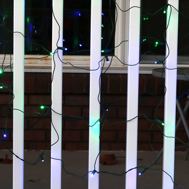 Sunnydaze 70-Count 5mm Wide Angle 6' x 4' LED Netted Lights - Blue/Green