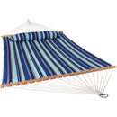 Sunnydaze Quilted Fabric Double Hammock with Pillow & Spreader Bars - Catalina Beach