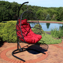 Sunnydaze Julia Outdoor Hanging Egg Chair with Stand and Cushion