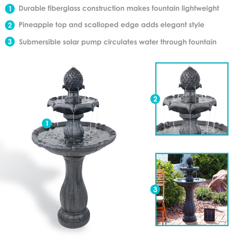 Solar Powered 2 Tier Water Fountain