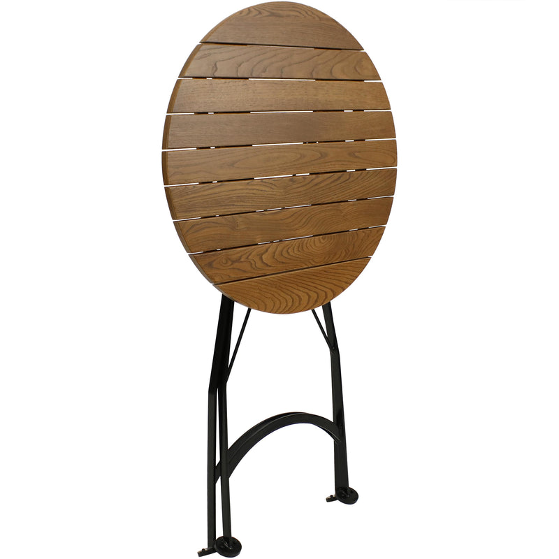 Sunnydaze Bar Height Folding European Chestnut Wood Round Table - 28" Round