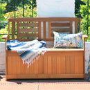 Sunnydaze Meranti Wood Outdoor Storage Bench with Teak Oil Finish - 47"