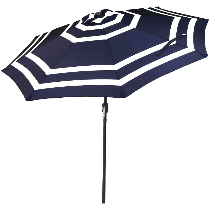 Sunnydaze Striped 9-Foot Aluminum Patio Umbrella with Push Button Tilt & Crank